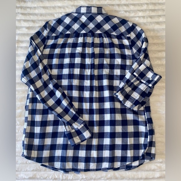 Lands’ End Blue and White Plaid Women’s Button Up Long Sleeve Size Medium(10-12) - Picture 7 of 7